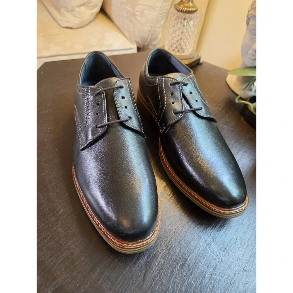 Johnston & Murphy Men's Raleigh XC Flex Leather Plain Toe Black Sz 10.5 NEW $175